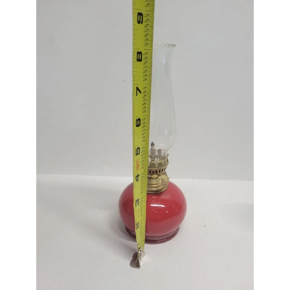 Red LampLight Farms VINTAGE Glass Oil Lamp CHRISTMAS HOLIDAY DECOR‎
